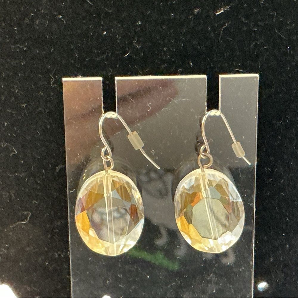 Large Clear Faceted Crystal Drop Earrings